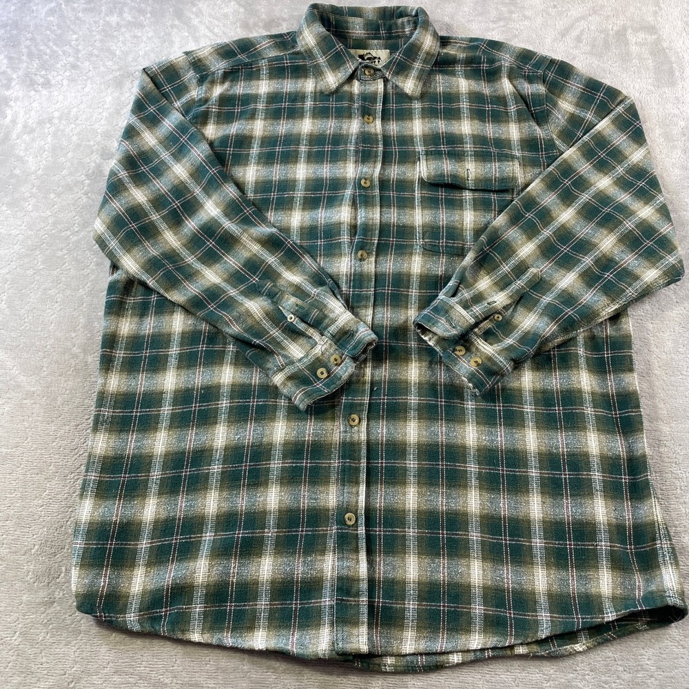 Old Mill Flannel Shirt Mens XXL Green Plaid Outdoor Fall  Casual‎ Boho Preppy